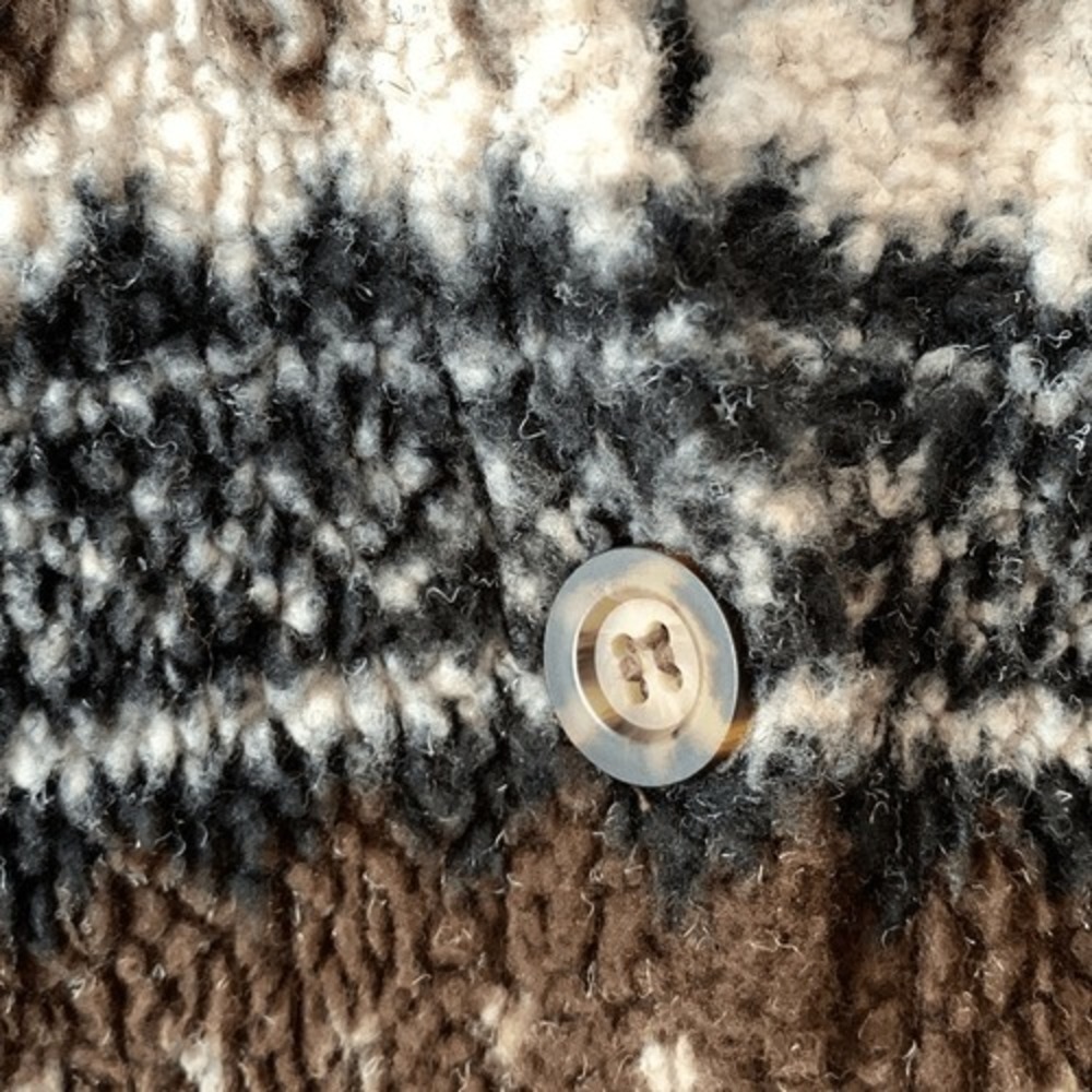 Fair Isle Coat Fleece Brown Palmettos Snowflake Jacket medium vintage - Picture 4 of 6